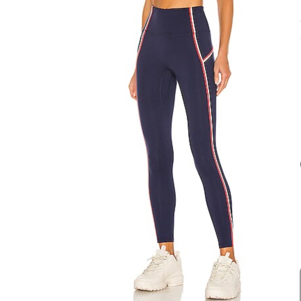 Free People FP Movement High-Waisted Leggings Blue and Red White stripe  XS
